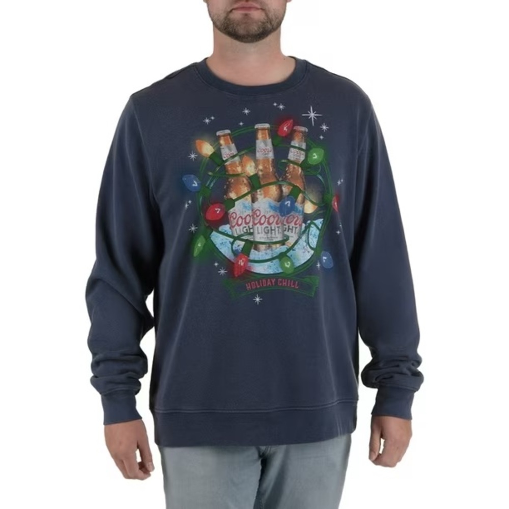 Coors‎ light holiday graphic sweatshirt navy blue men’s size medium